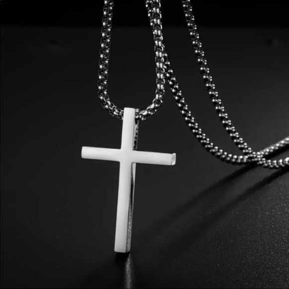 💎new Silver Cross Necklace - Picture 1 of 6